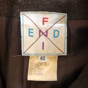 FENDI brown wool coat with fur collar and cuffs